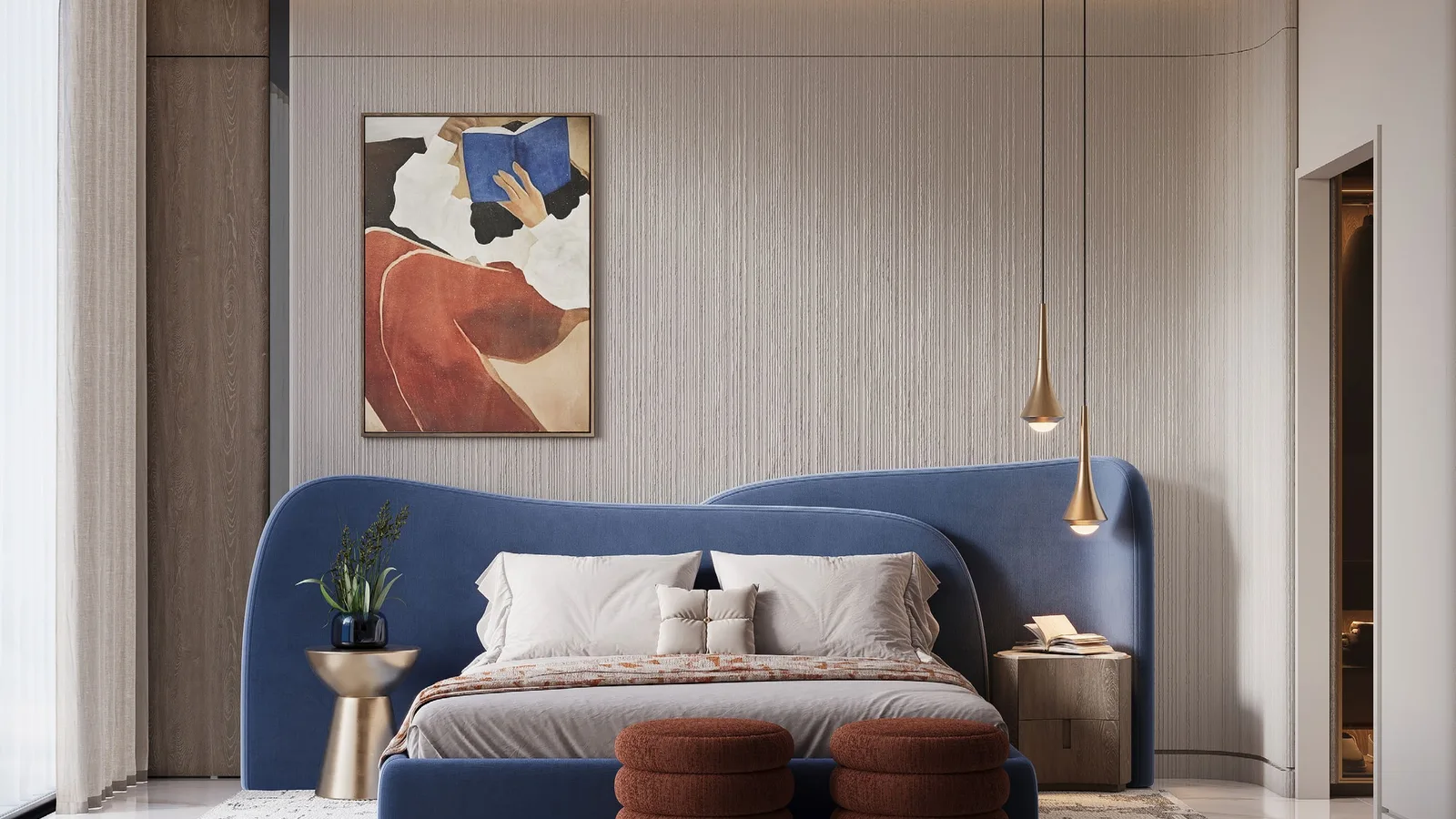 Bedroom interior rendering at SAMANA Sky Views.