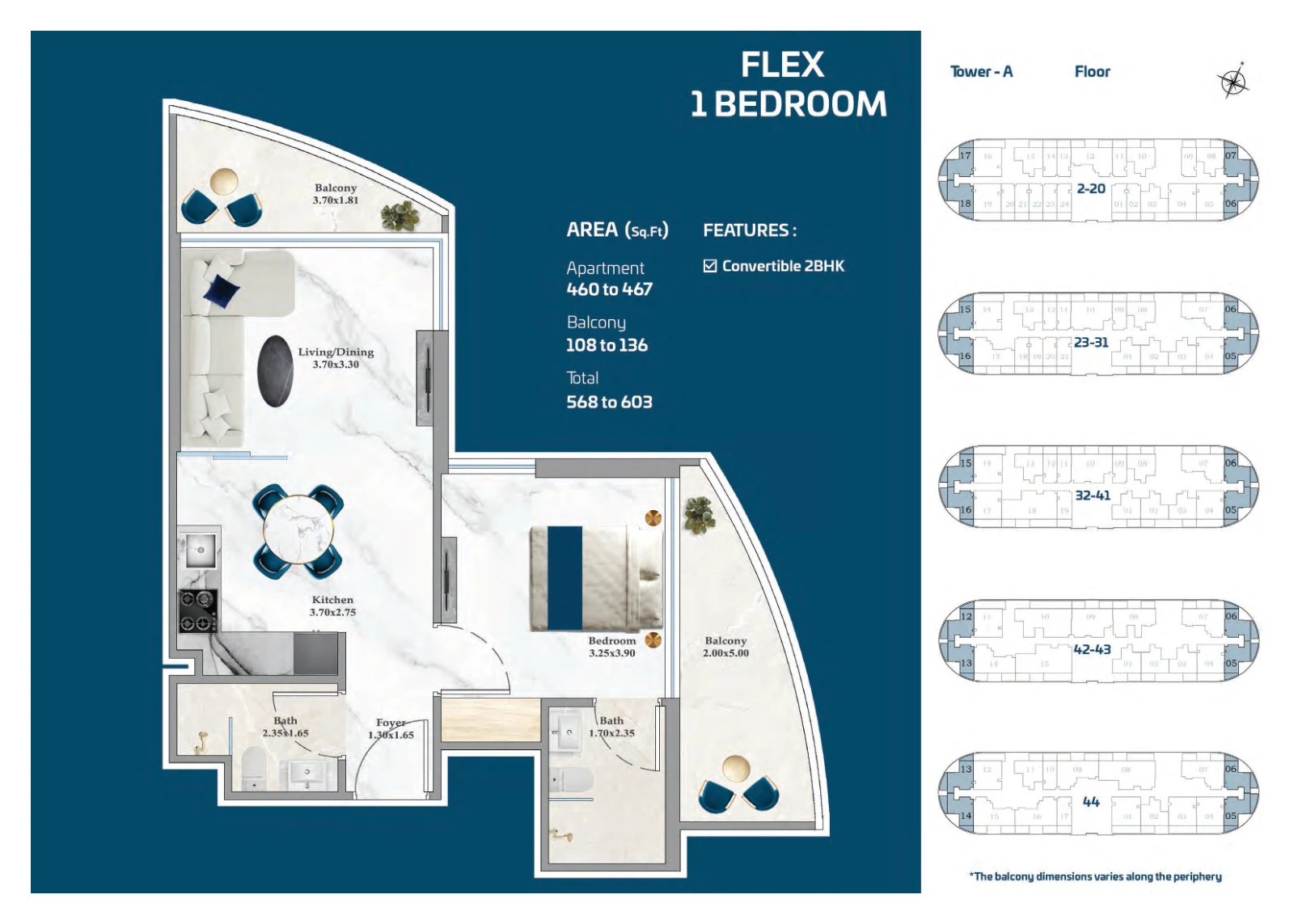 Floor plan for Flex 1 Bedroom