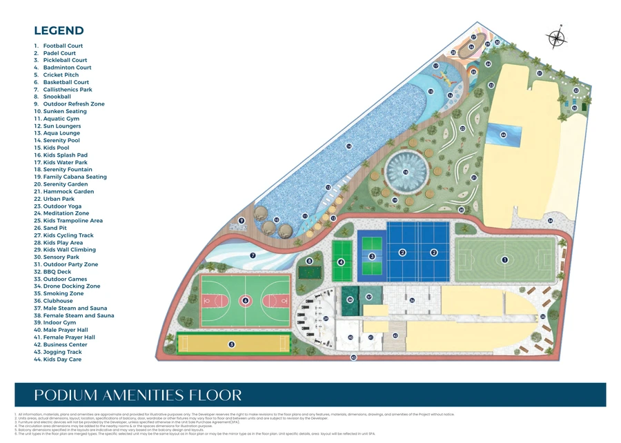 Podium amenities plan for Serenz by Danube.