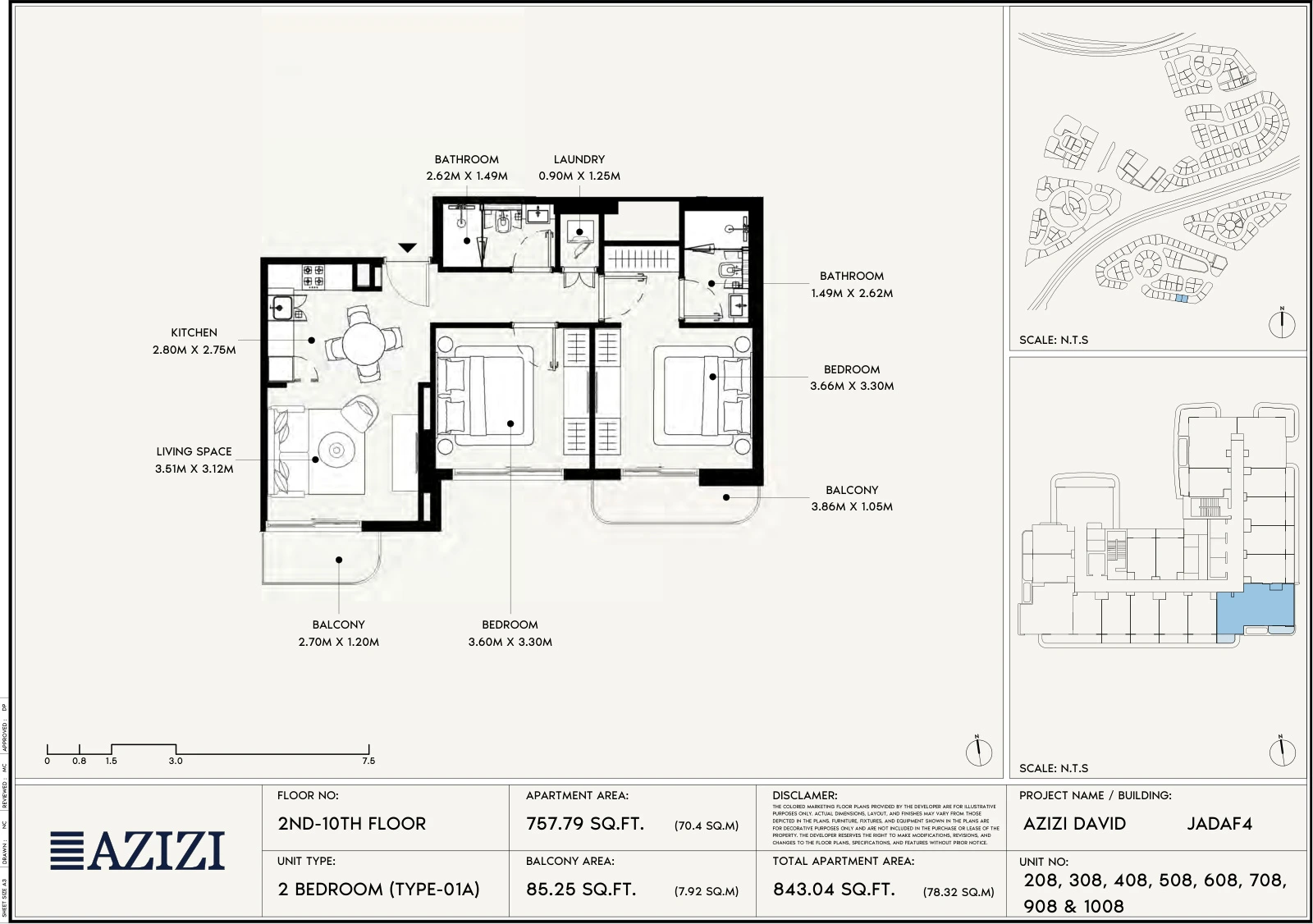 Floor plan for 2 Bedroom Type 01A