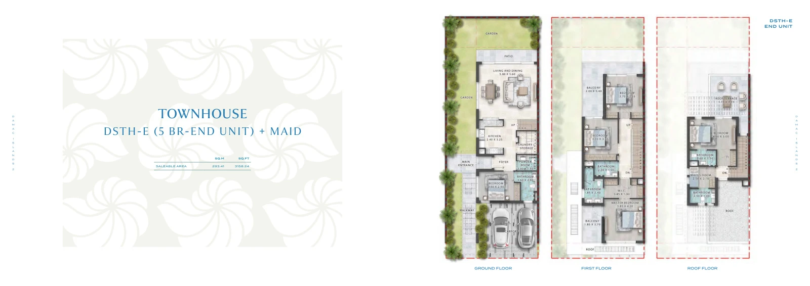 Floor plan for 5 Bedroom End Unit + Maid