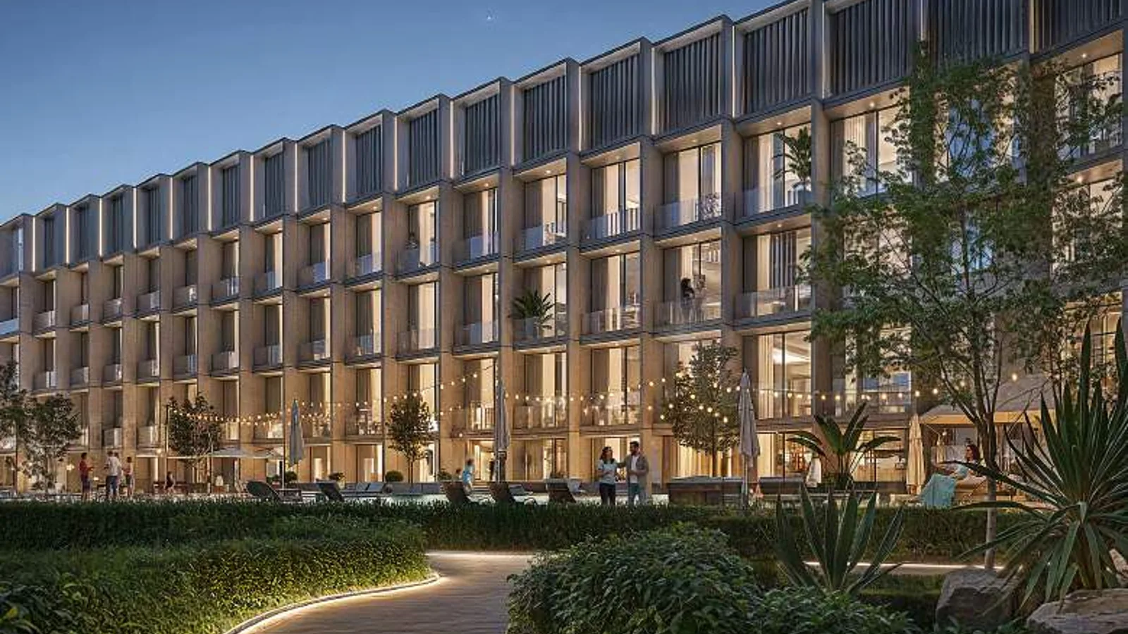 Landscaped exterior at Binghatti Hillcrest.