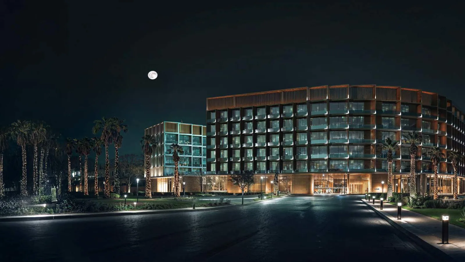 Night exterior of Binghatti Hillcrest.