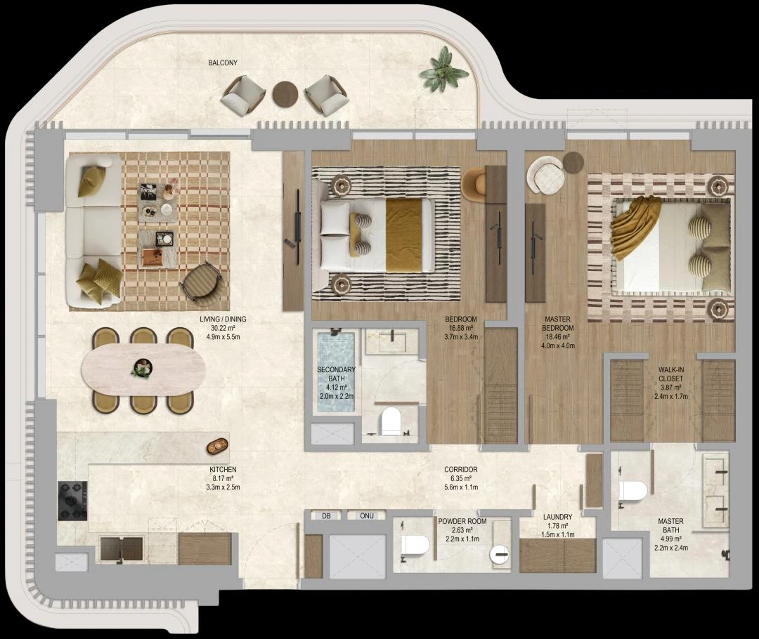 Floor plan for 2 Bedroom Type 2