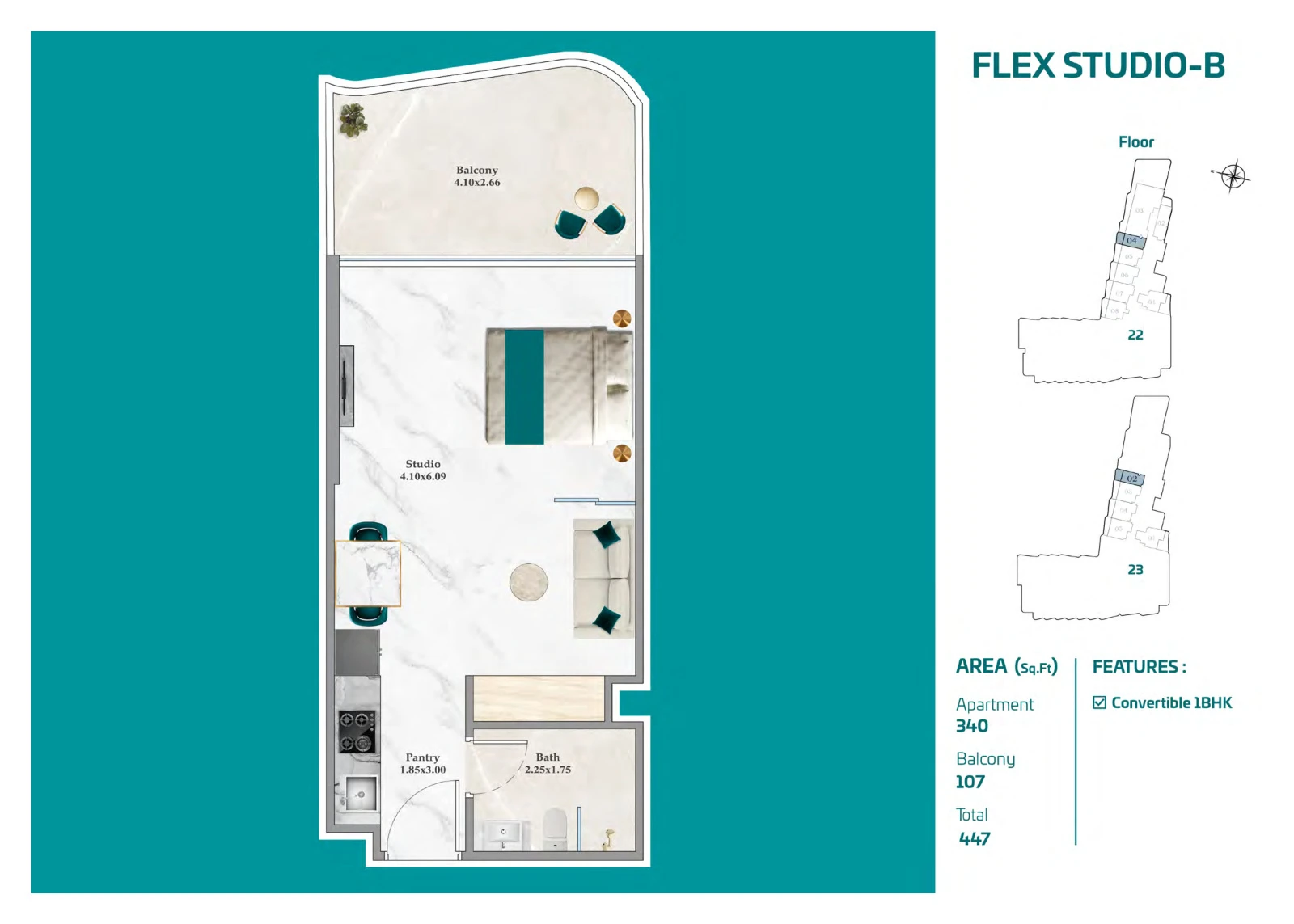 Floor plan for Flex Studio B