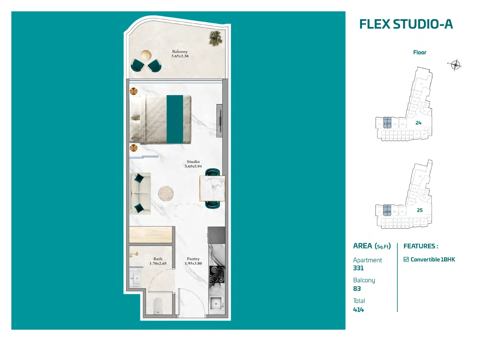 Floor plan for Flex Studio A