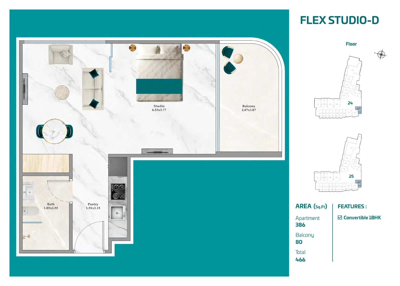 Floor plan for Flex Studio D