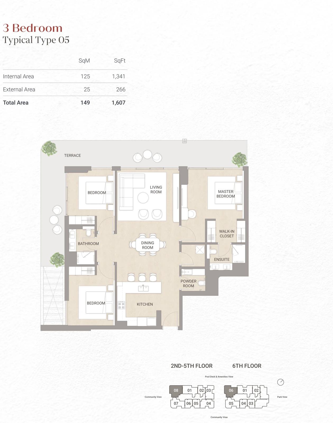 Floor plan for 3 Bedroom Type 05