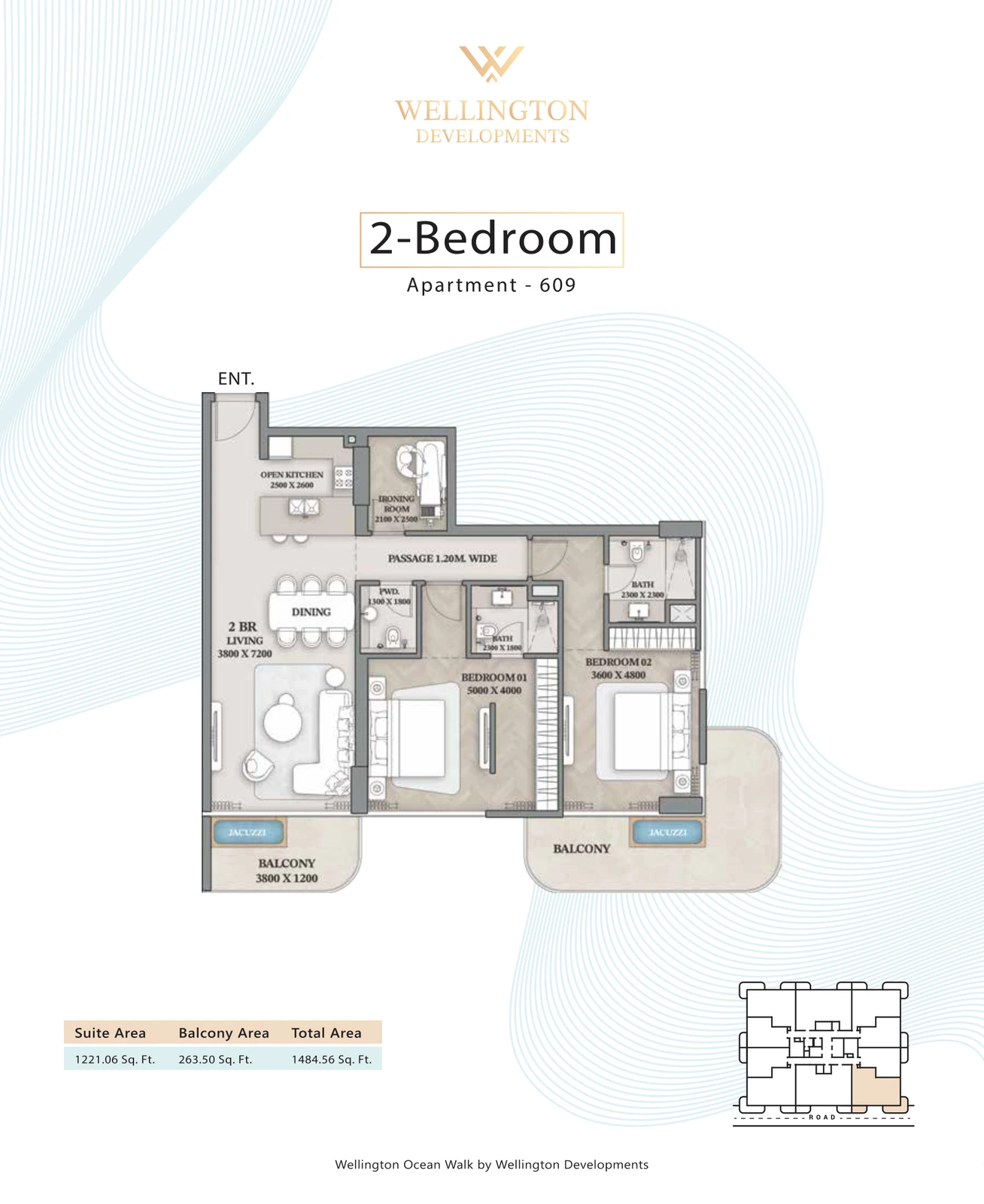 Floor plan for 2 Bedroom Apartment — Layout 24