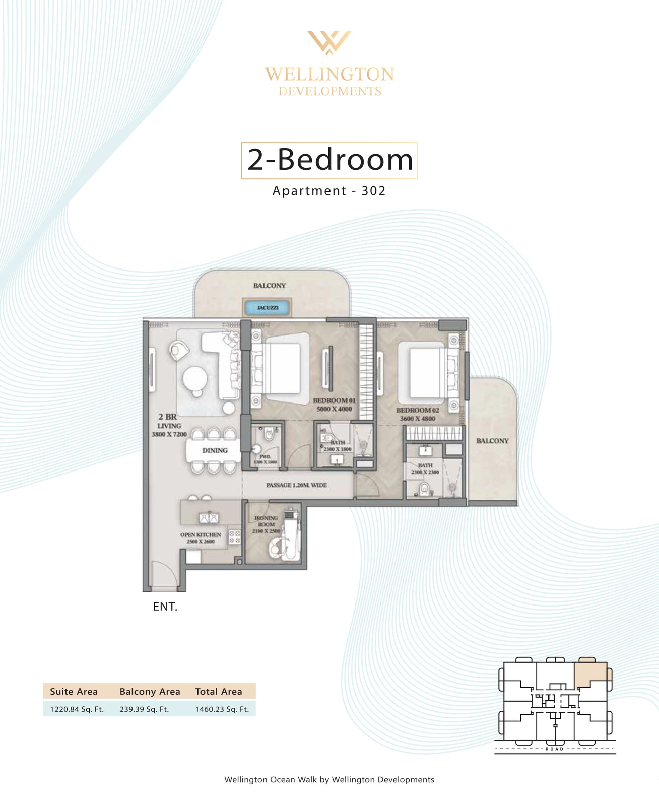 Floor plan for 2 Bedroom Apartment — Layout 09