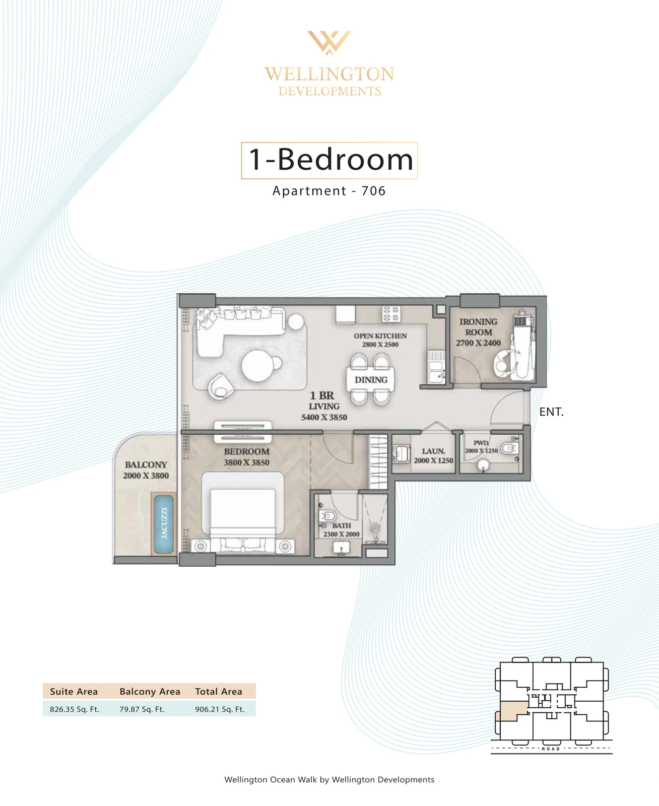 Floor plan for 1 Bedroom Apartment — Layout 31
