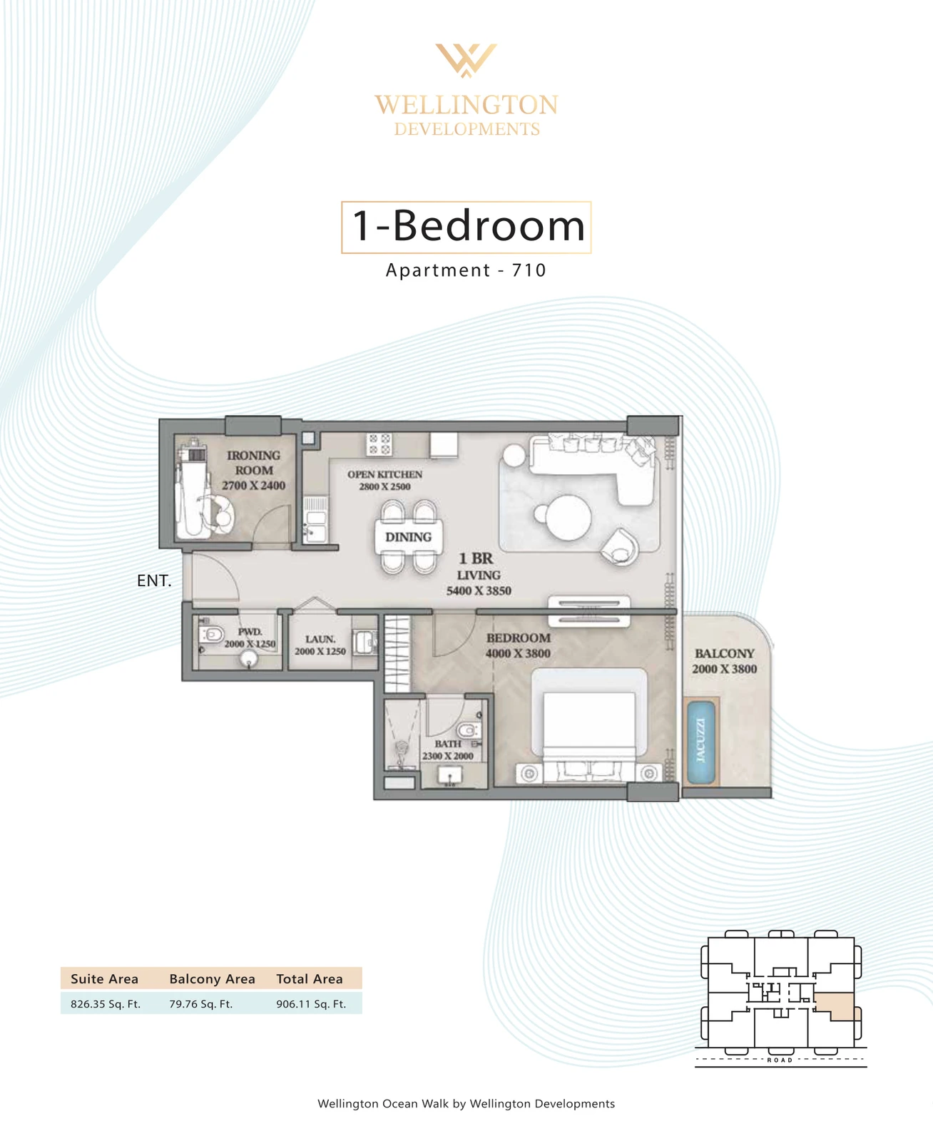 Floor plan for 1 Bedroom Apartment — Layout 32