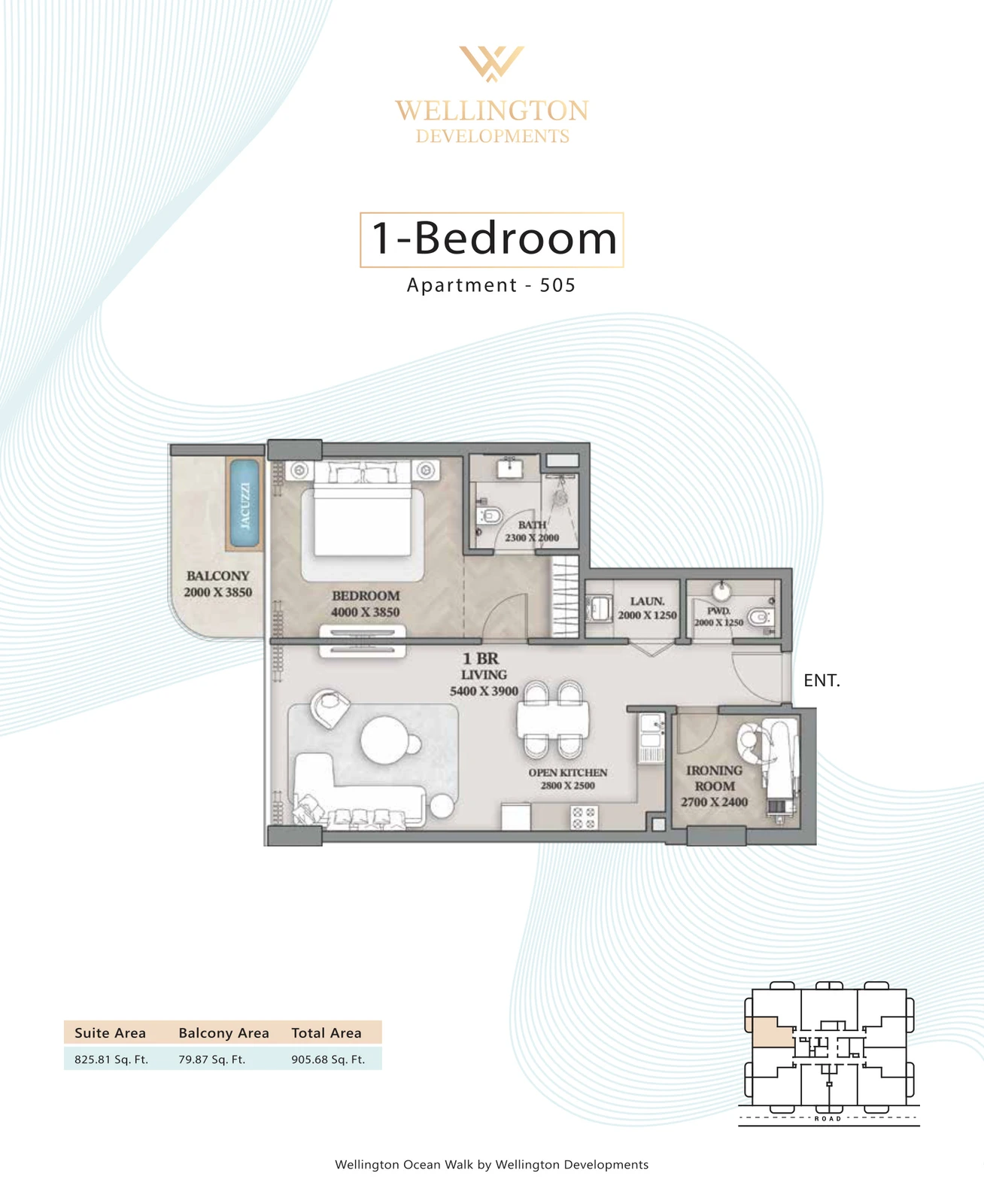 Floor plan for 1 Bedroom Apartment — Layout 20