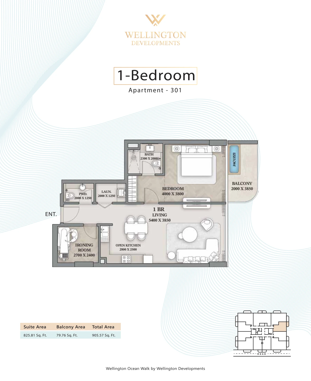 Floor plan for 1 Bedroom Apartment — Layout 07
