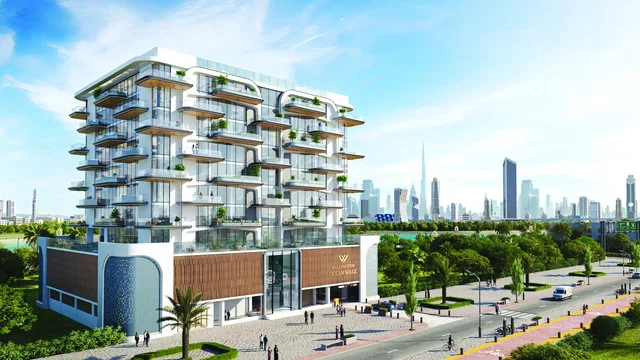 Daytime exterior rendering of Wellington Ocean Walk.