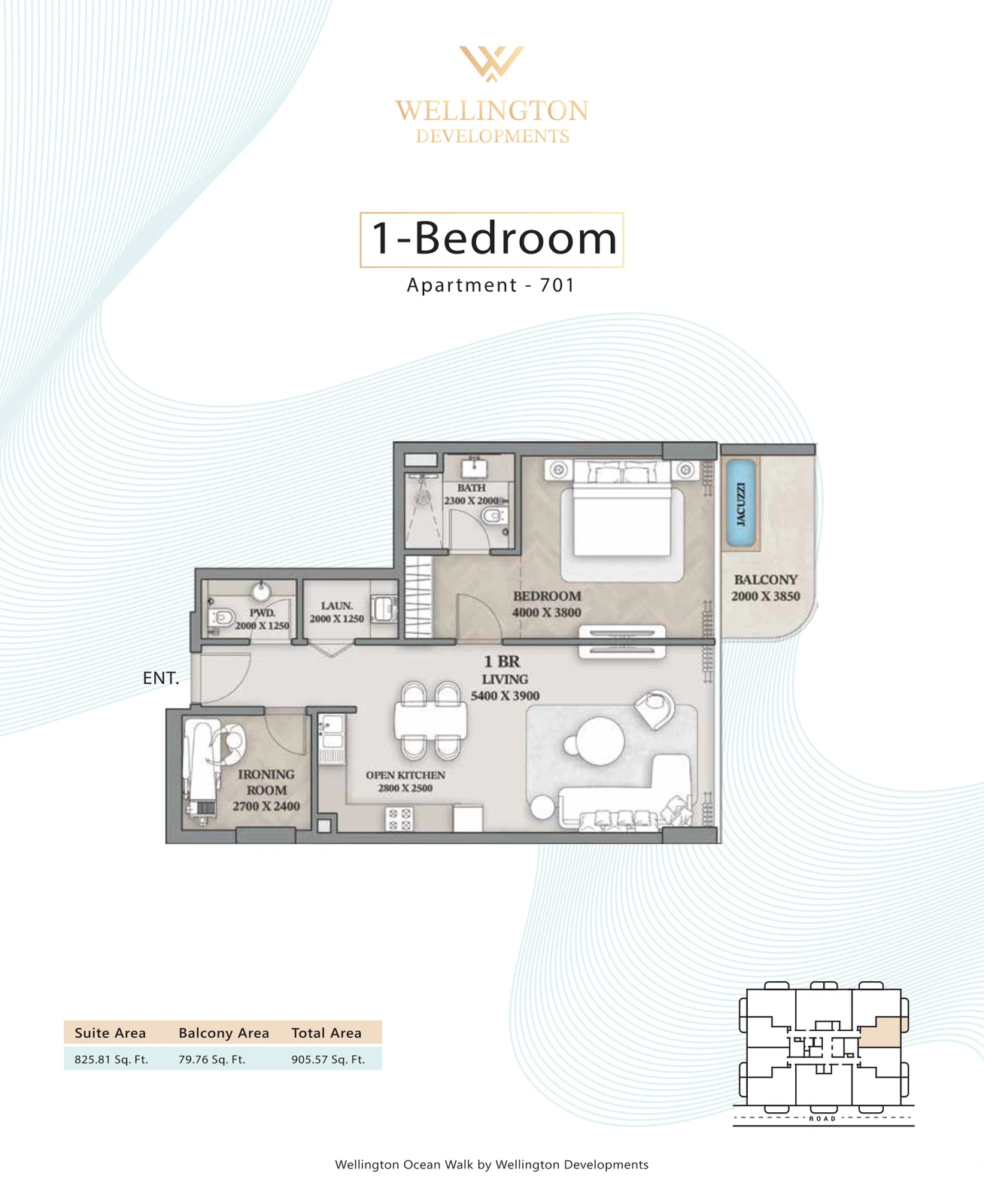 Floor plan for 1 Bedroom Apartment — Layout 29
