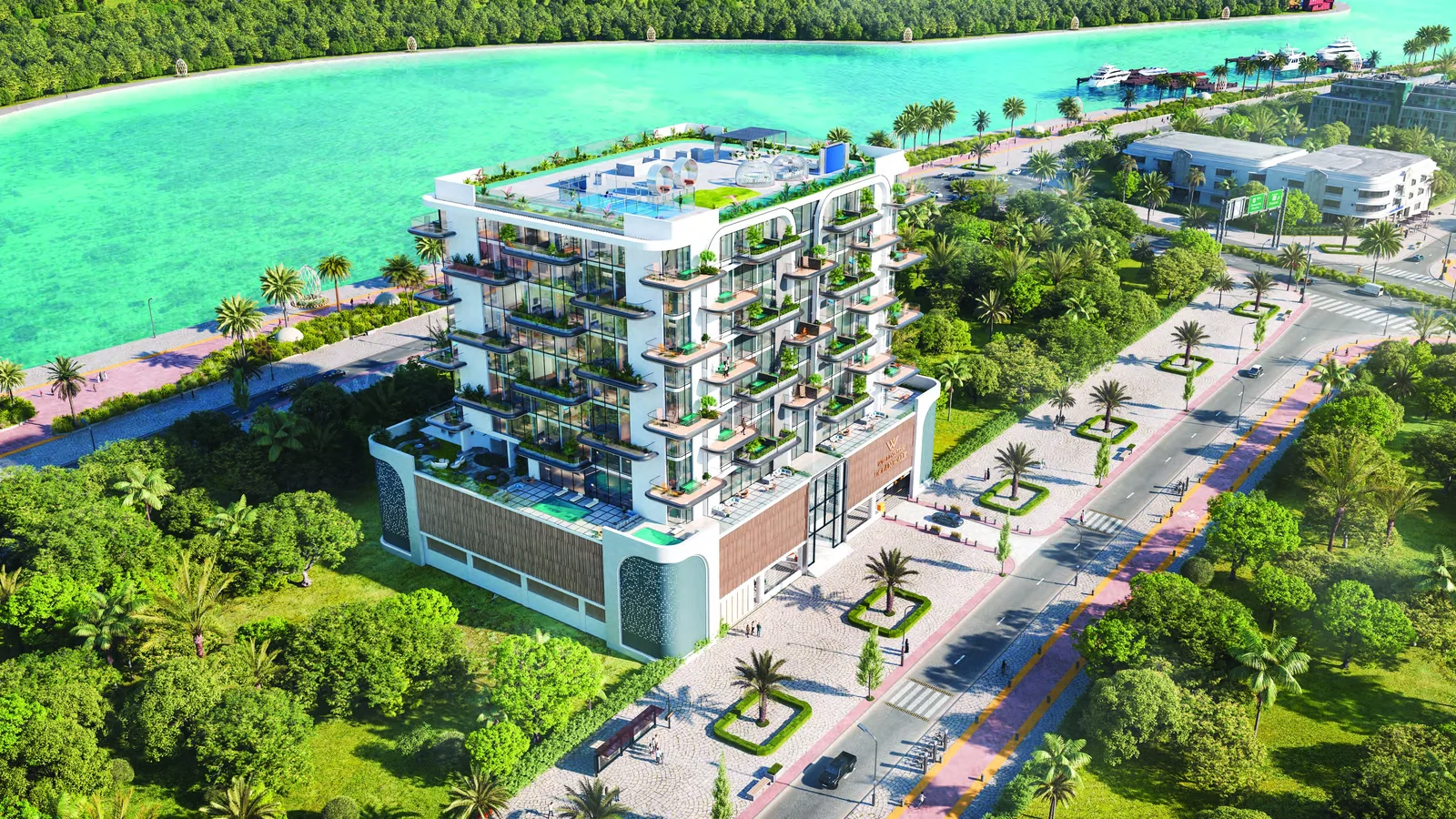 Waterfront exterior view of Wellington Ocean Walk.