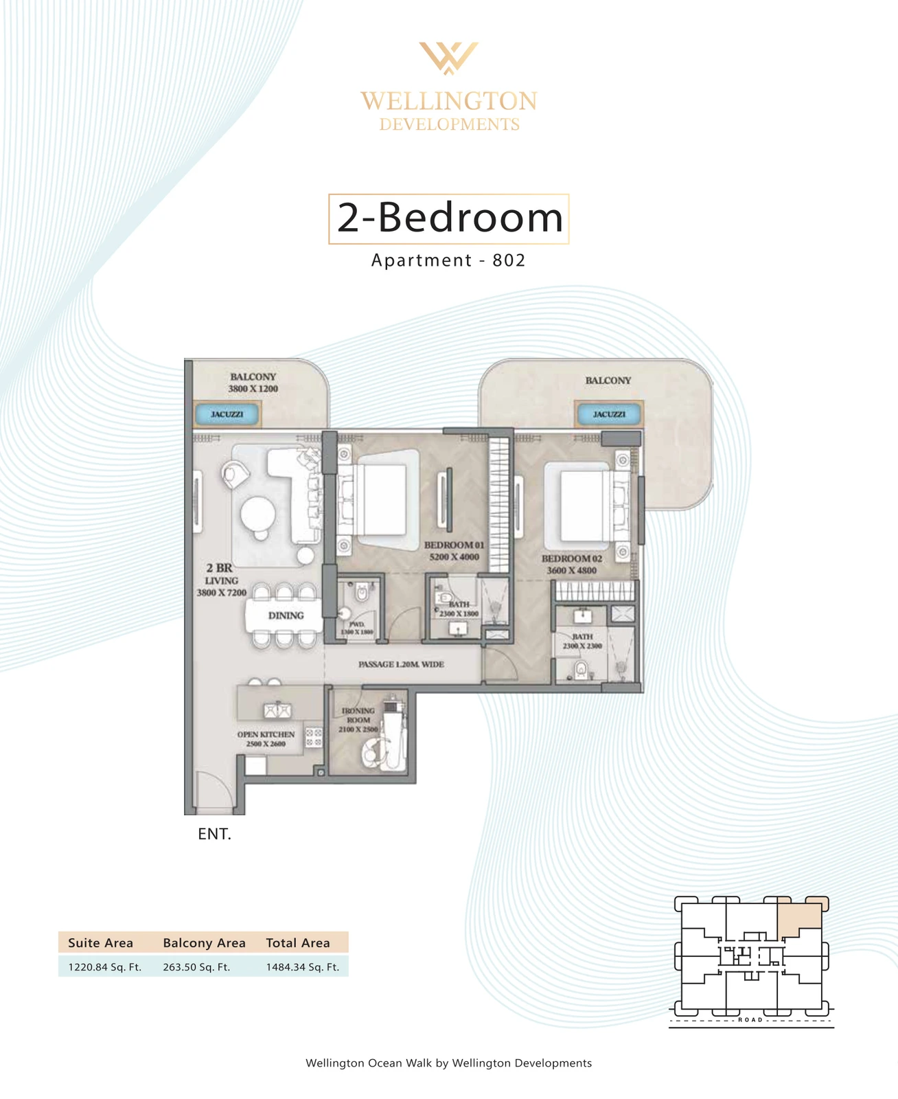 Floor plan for 2 Bedroom Apartment — Layout 29
