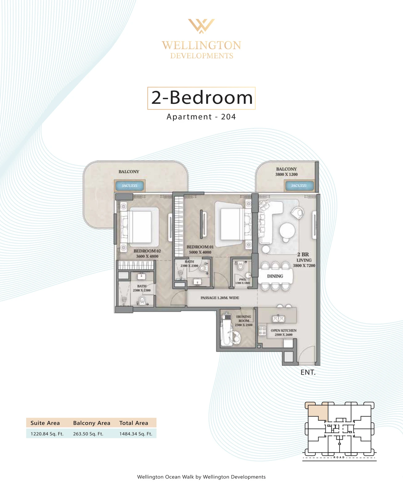 Floor plan for 2 Bedroom Apartment — Layout 06