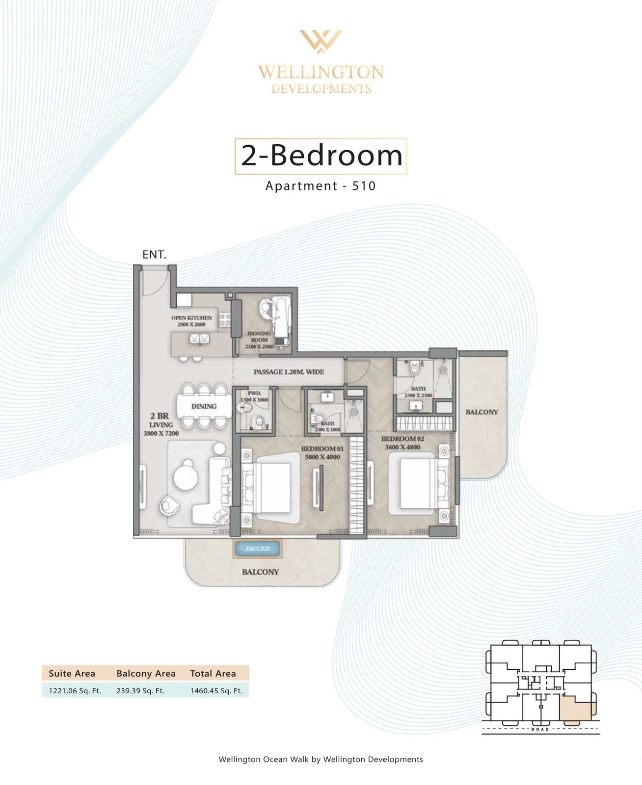 Floor plan for 2 Bedroom Apartment — Layout 20