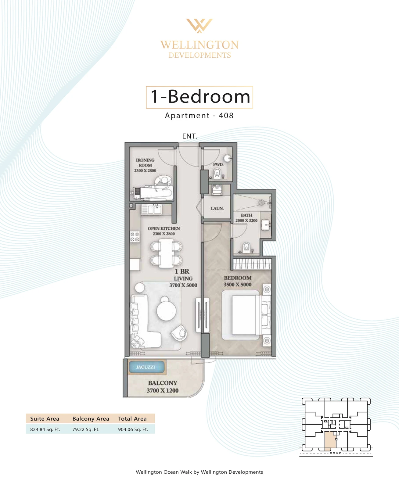 Floor plan for 1 Bedroom Apartment — Layout 16