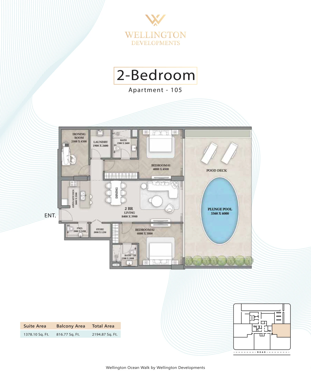 Floor plan for 2 Bedroom Apartment — Layout 04