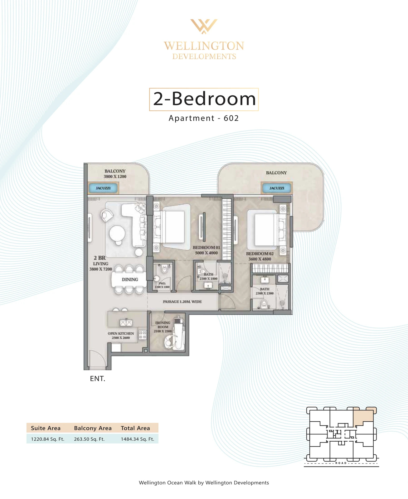 Floor plan for 2 Bedroom Apartment — Layout 21