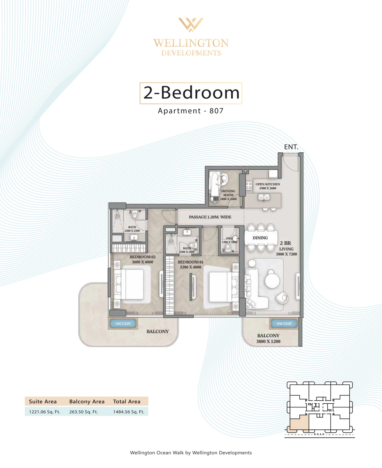 Floor plan for 2 Bedroom Apartment — Layout 31