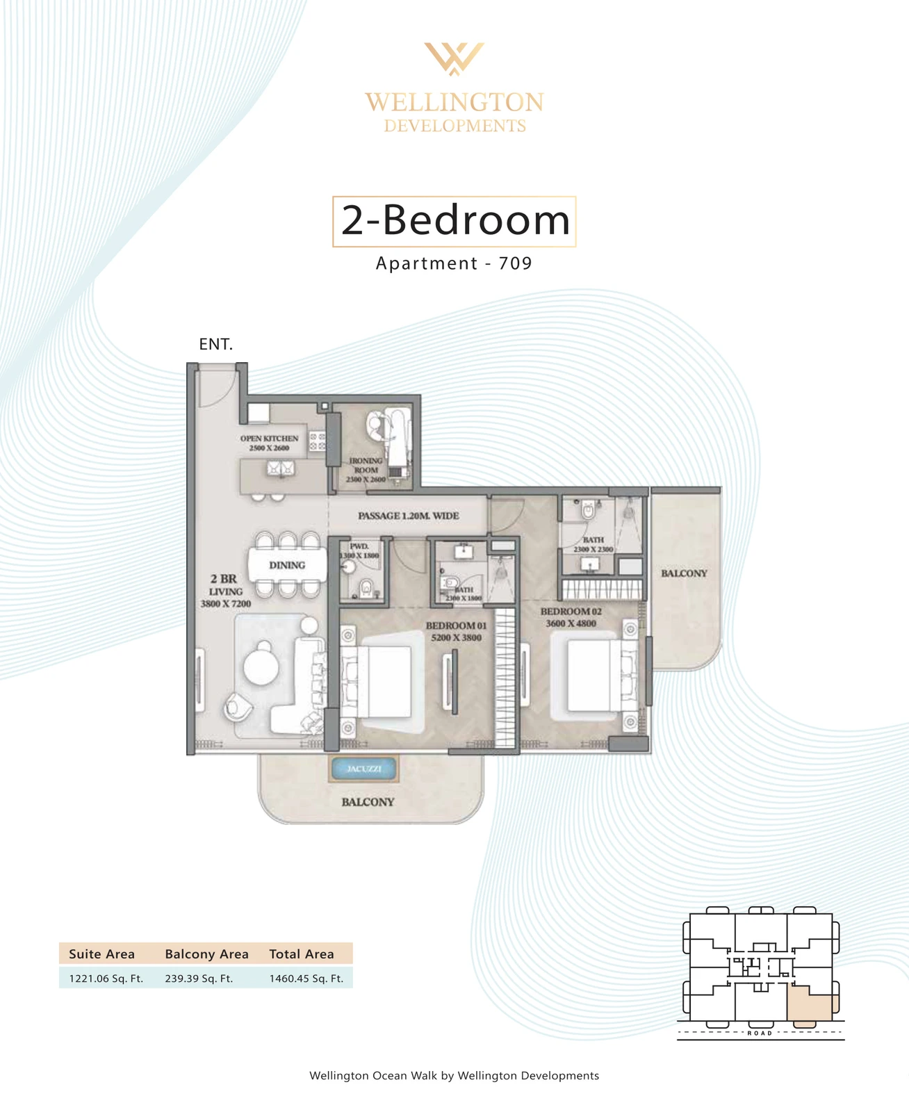 Floor plan for 2 Bedroom Apartment — Layout 28