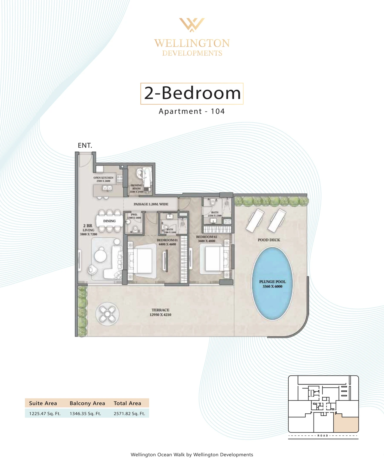 Floor plan for 2 Bedroom Apartment — Layout 03