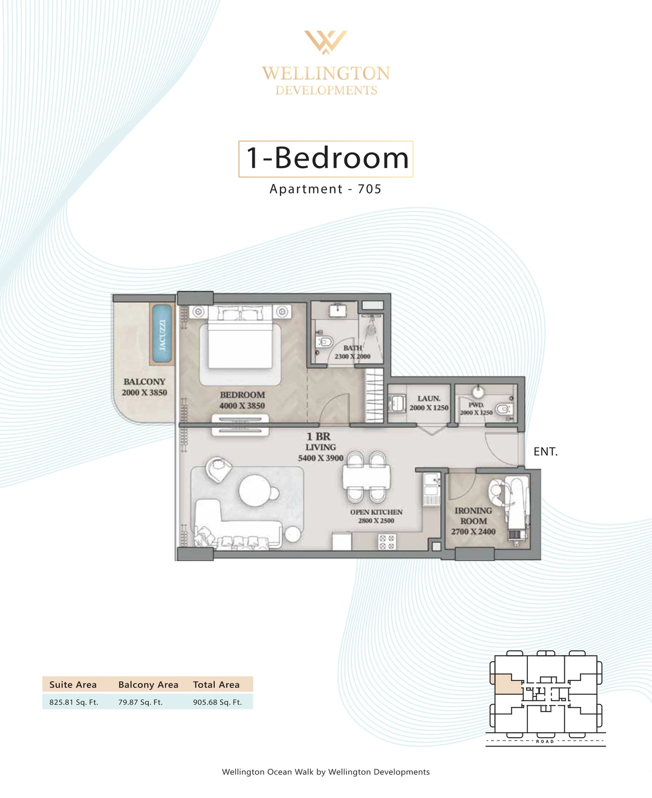 Floor plan for 1 Bedroom Apartment — Layout 30