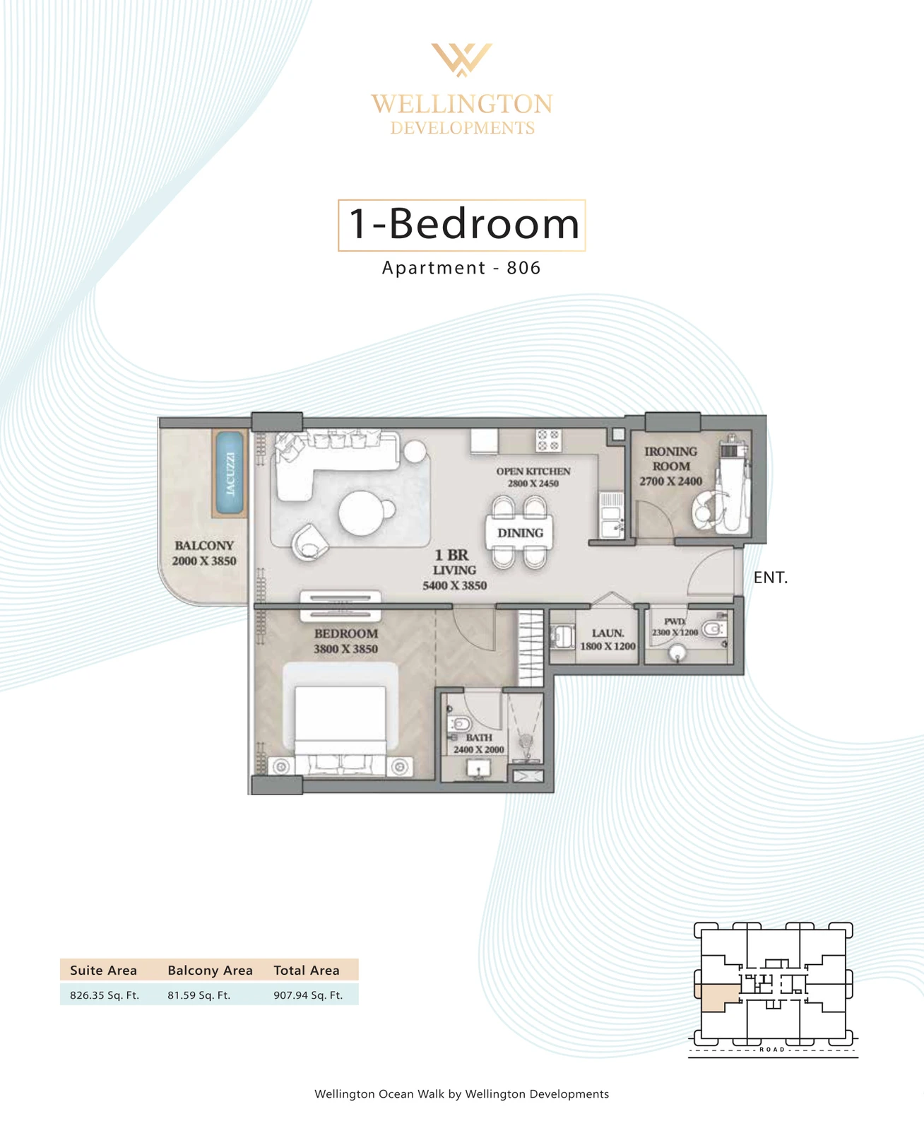 Floor plan for 1 Bedroom Apartment — Layout 35