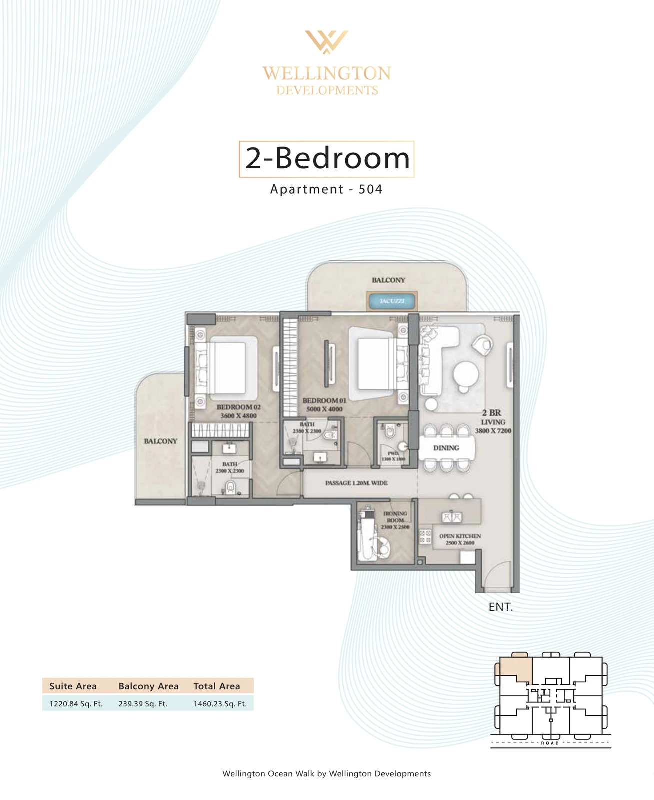 Floor plan for 2 Bedroom Apartment — Layout 18
