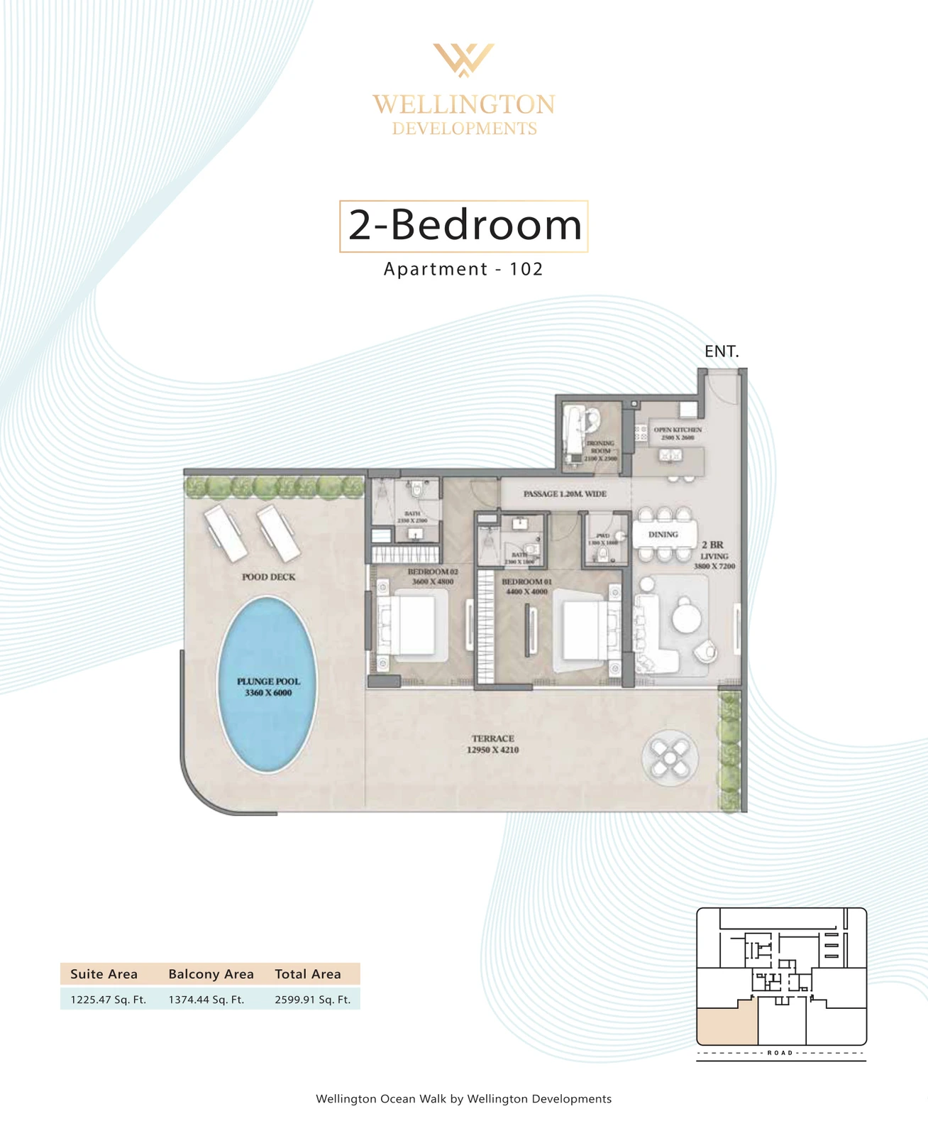 Floor plan for 2 Bedroom Apartment — Layout 02