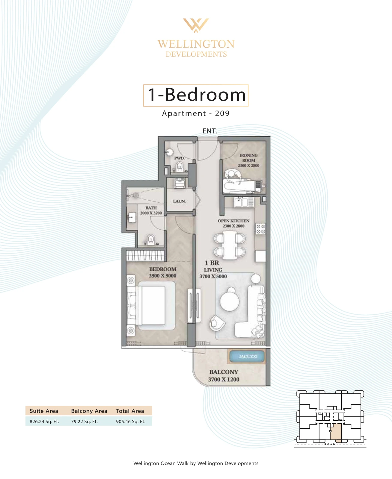 Floor plan for 1 Bedroom Apartment — Layout 05