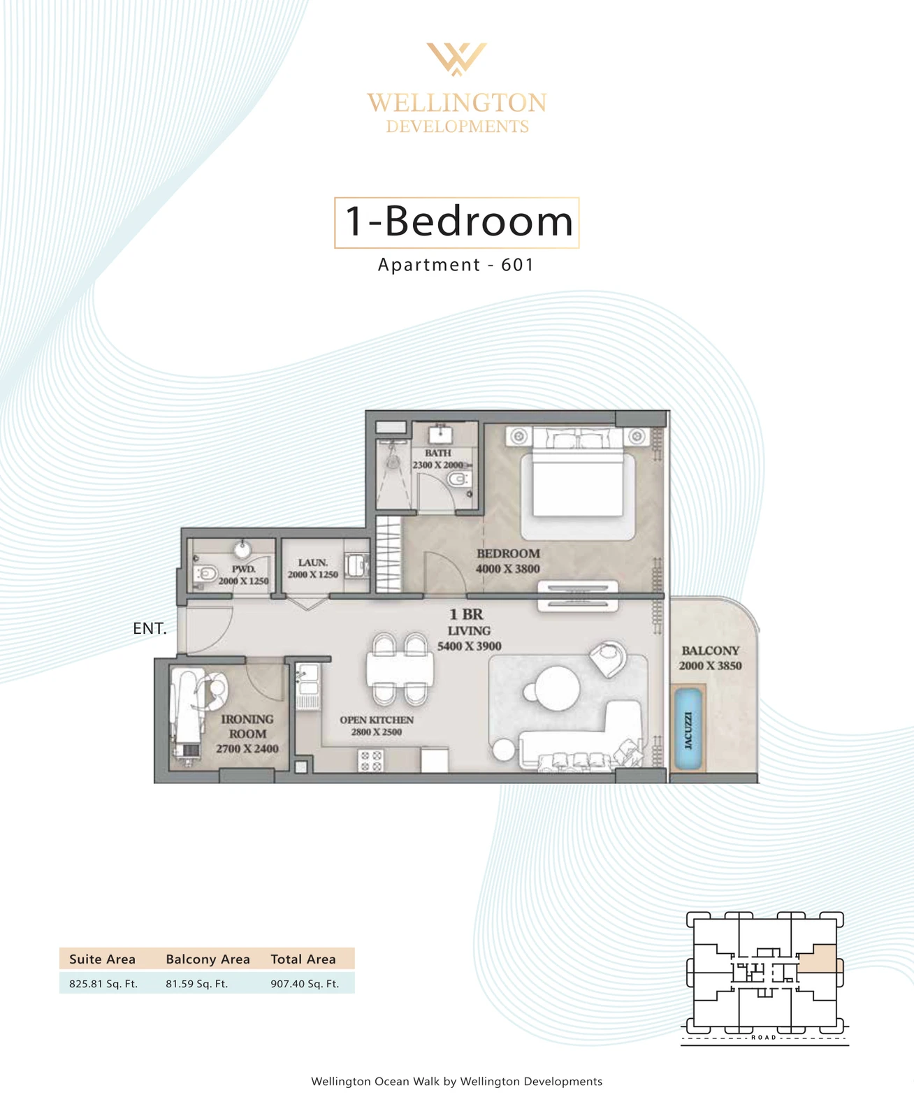 Floor plan for 1 Bedroom Apartment — Layout 25