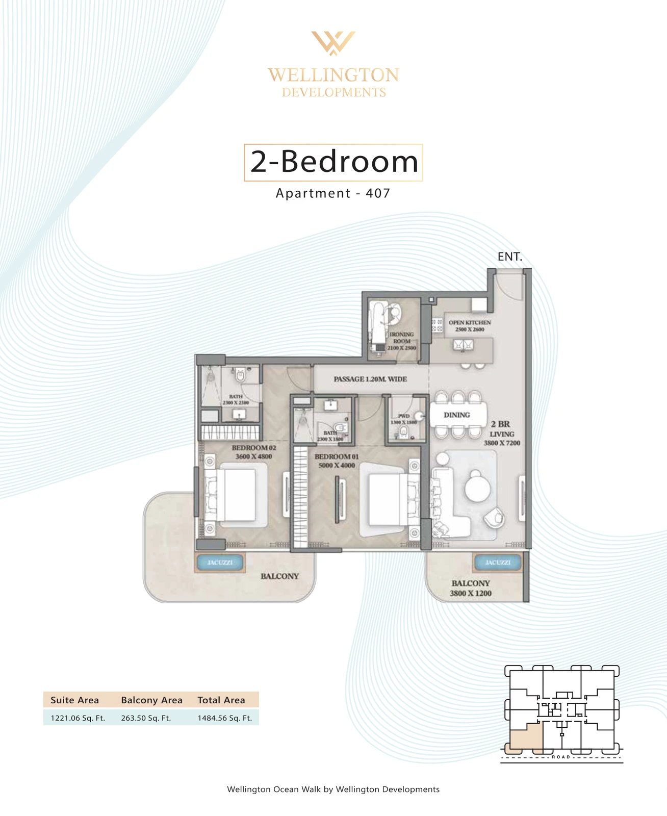 Floor plan for 2 Bedroom Apartment — Layout 15