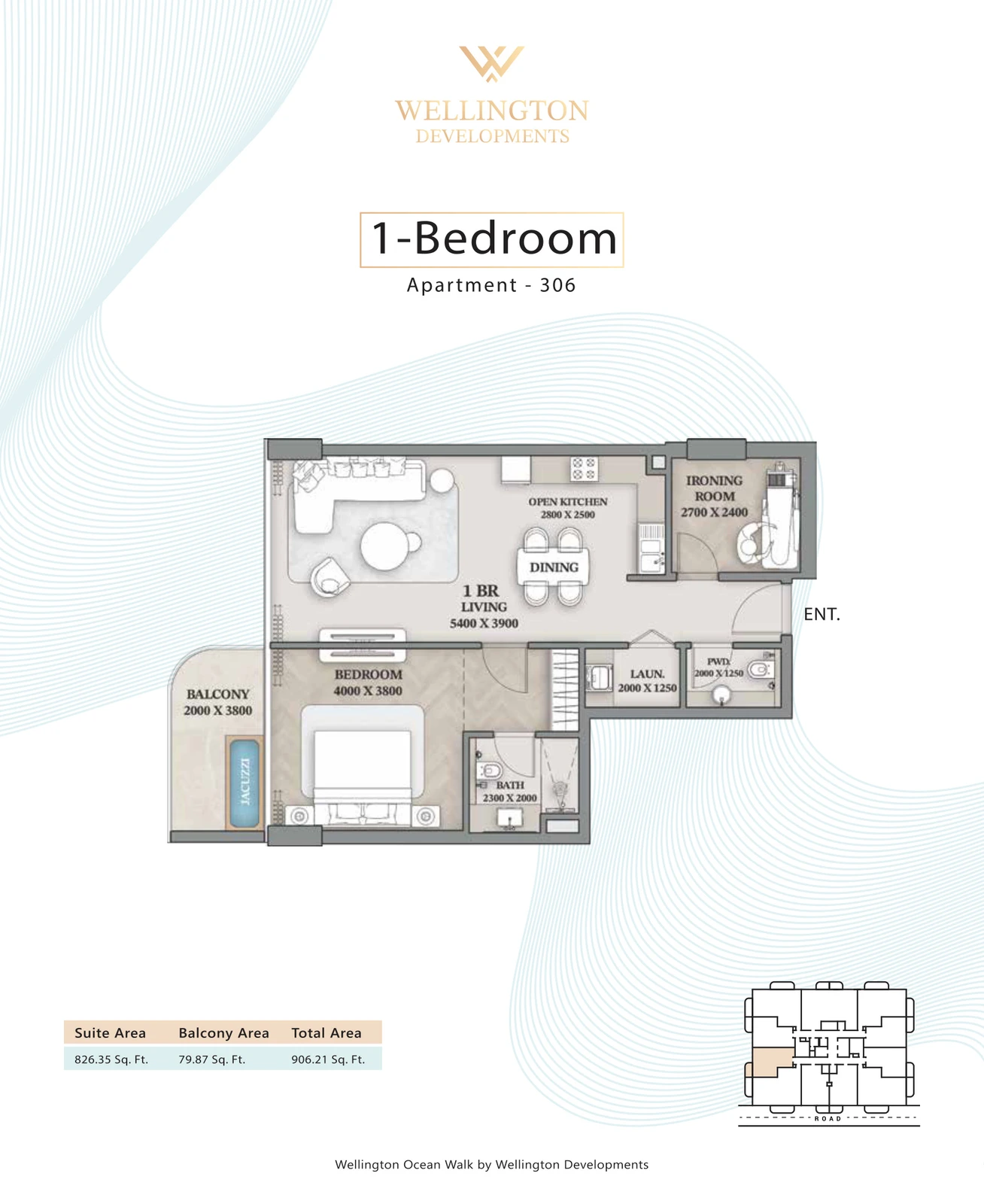 Floor plan for 1 Bedroom Apartment — Layout 09