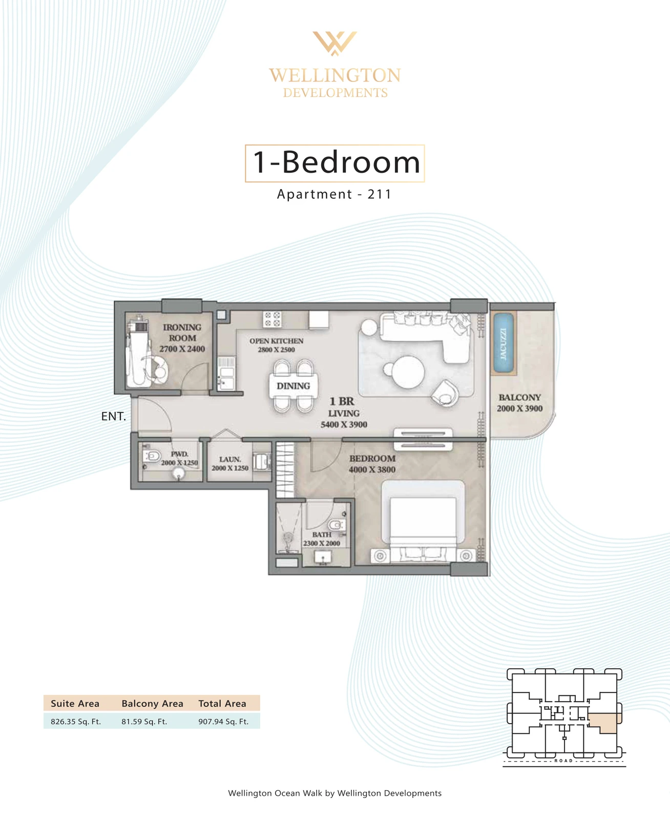 Floor plan for 1 Bedroom Apartment — Layout 06