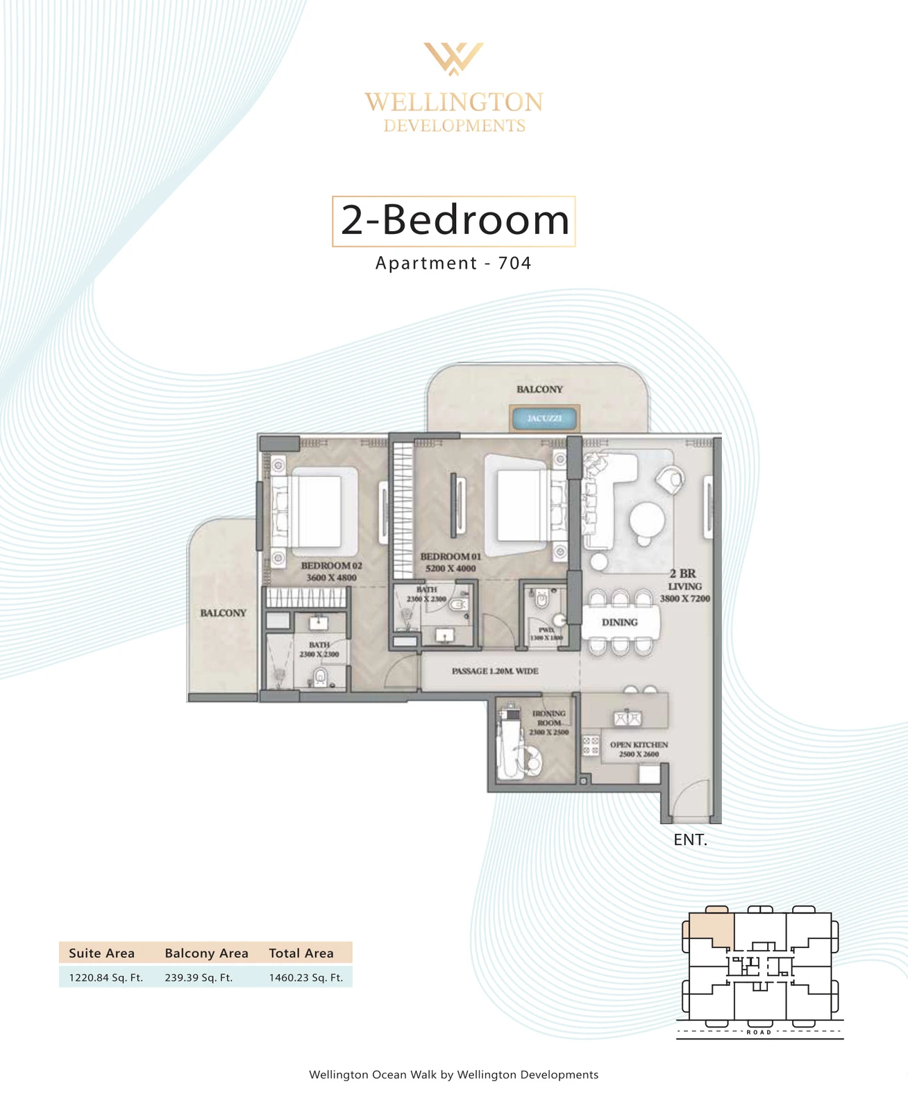 Floor plan for 2 Bedroom Apartment — Layout 26