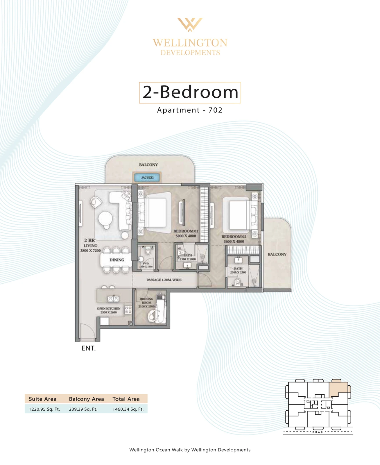 Floor plan for 2 Bedroom Apartment — Layout 25