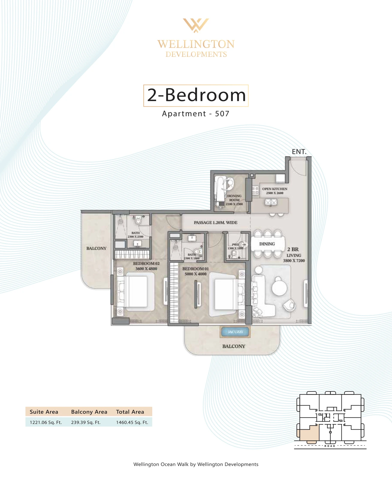 Floor plan for 2 Bedroom Apartment — Layout 19