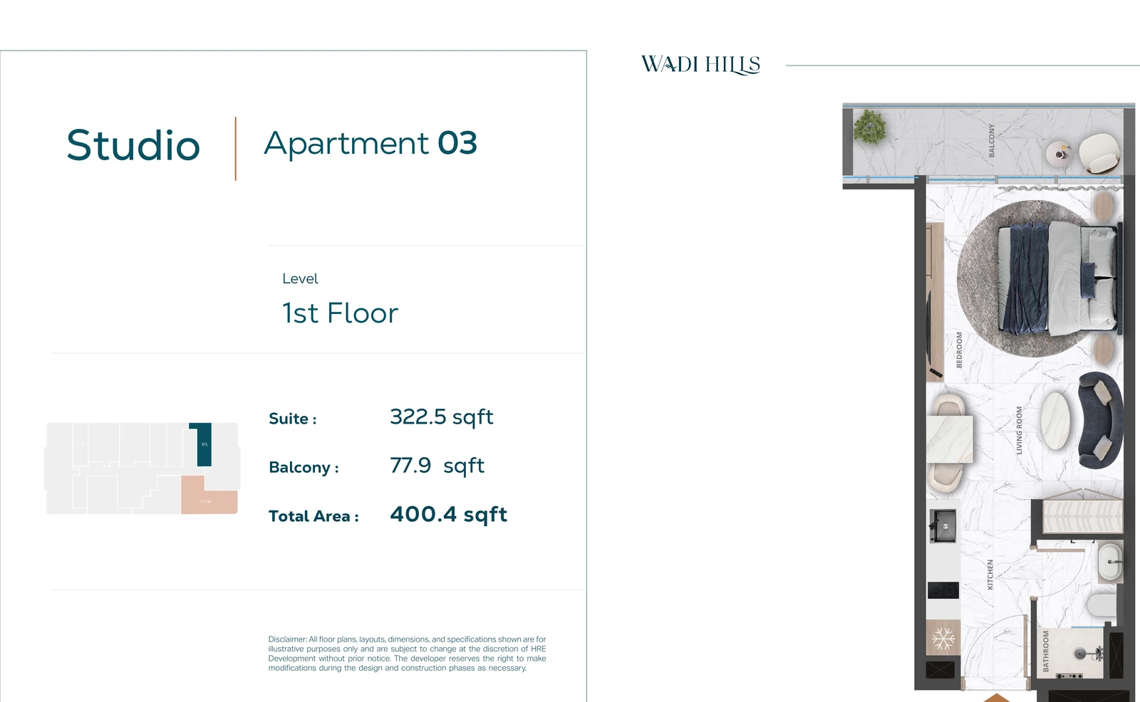 Floor plan for Studio Apartment 03 — First Floor