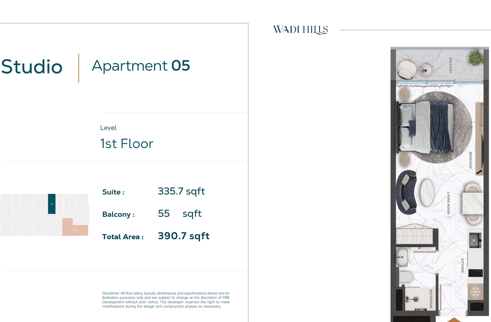 Floor plan for Studio Apartment 05 — First Floor