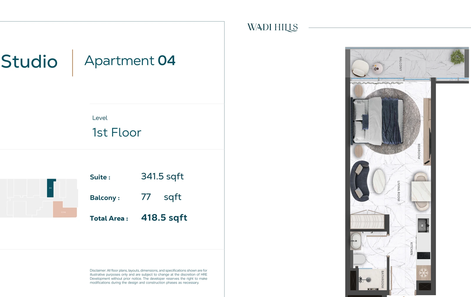 Floor plan for Studio Apartment 04 — First Floor