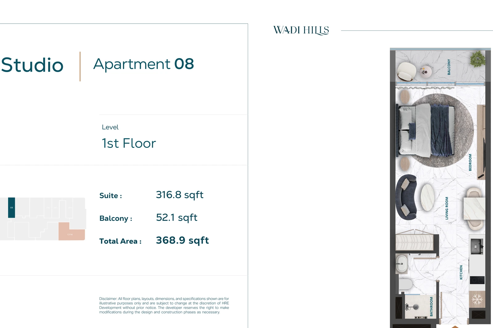Floor plan for Studio Apartment 08 — First Floor