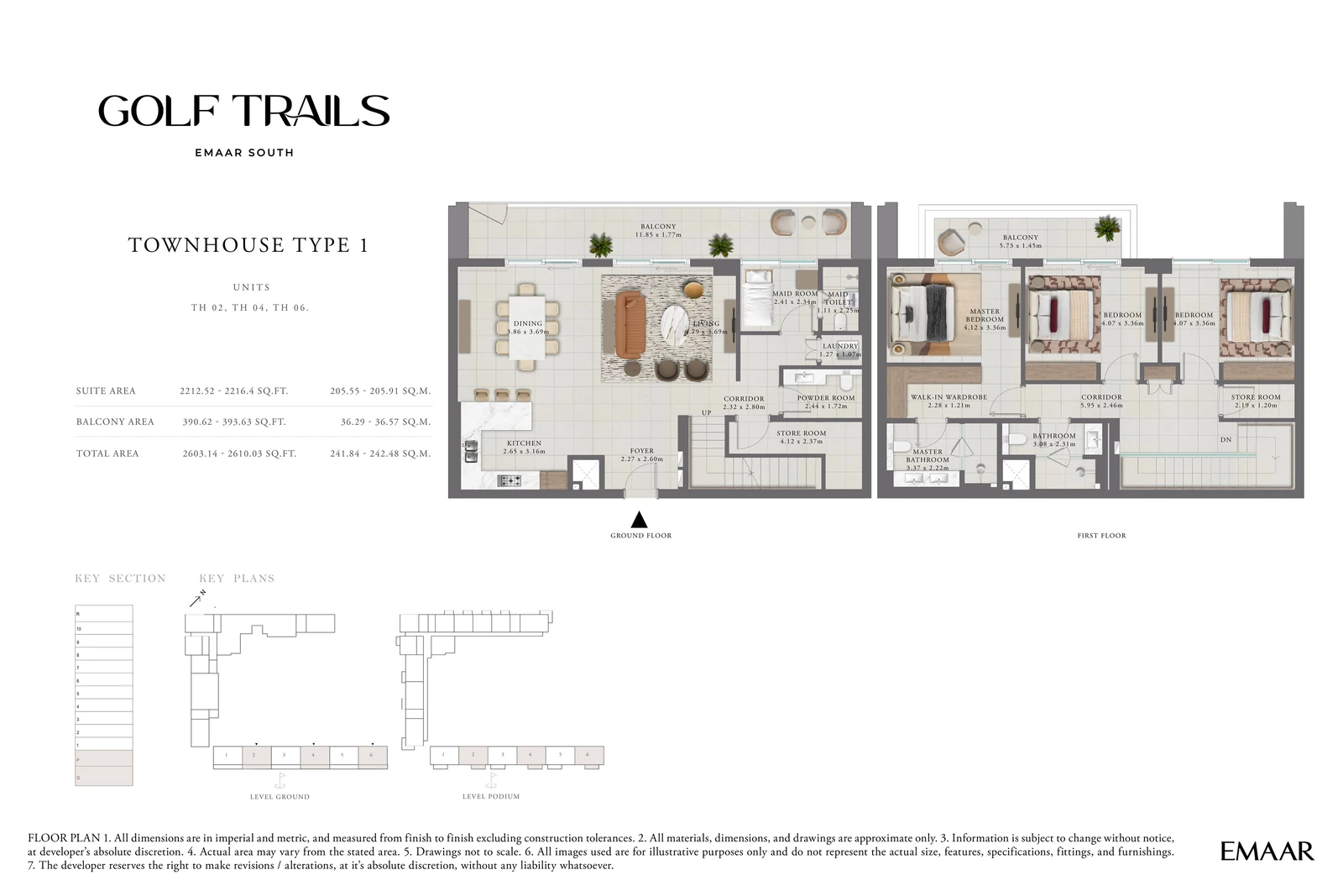 Floor plan for 3 Bedroom Townhouse — Type 1