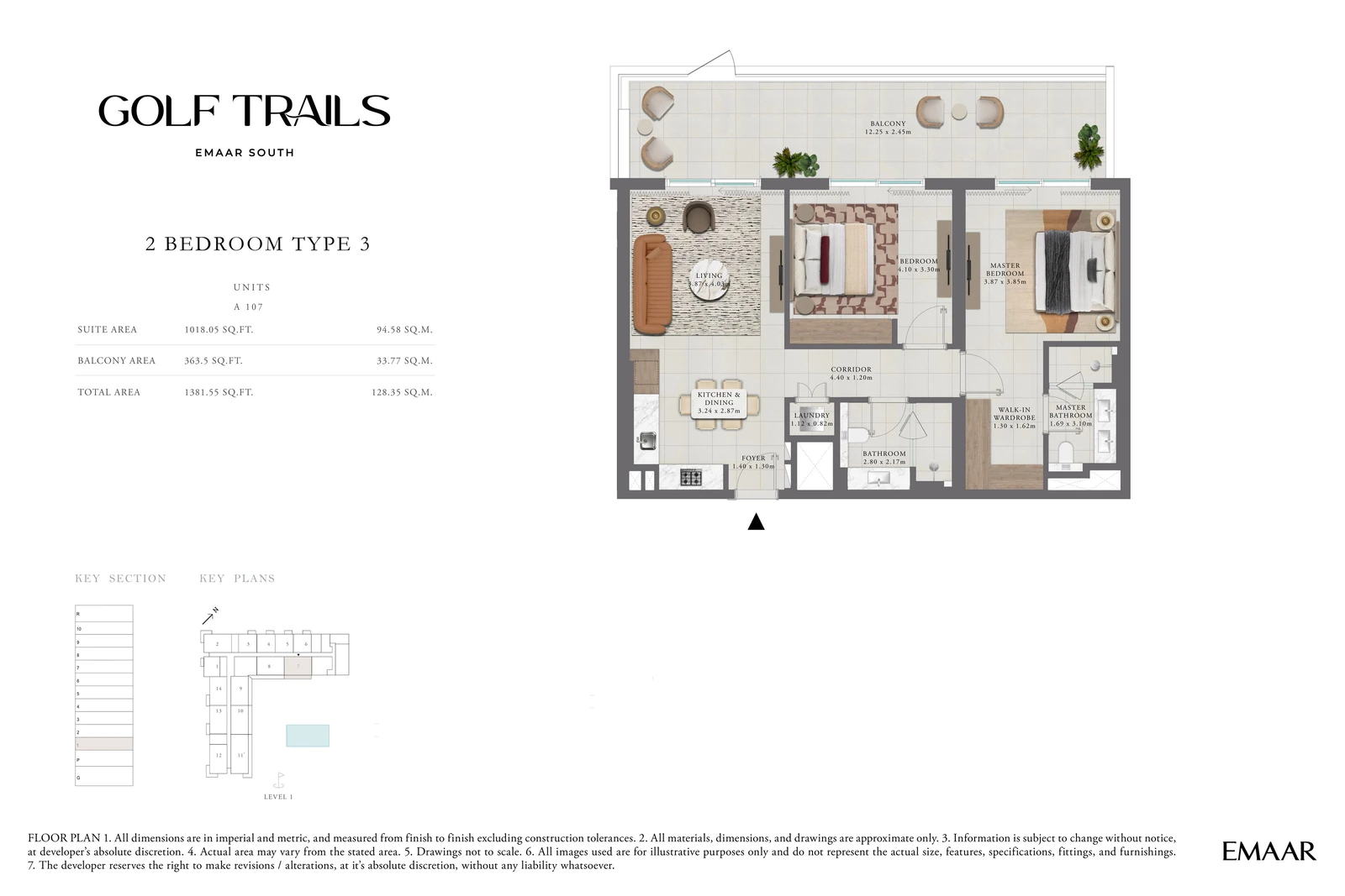 Floor plan for 2 Bedroom Apartment — Type 3