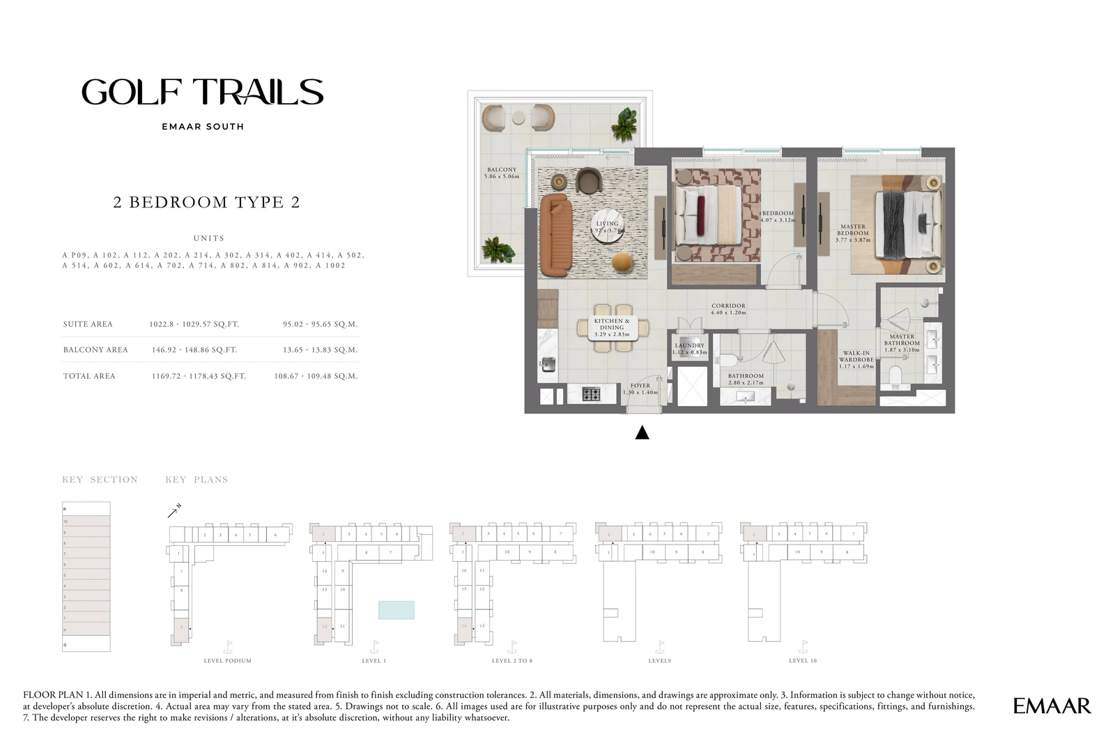 Floor plan for 2 Bedroom Apartment — Type 2