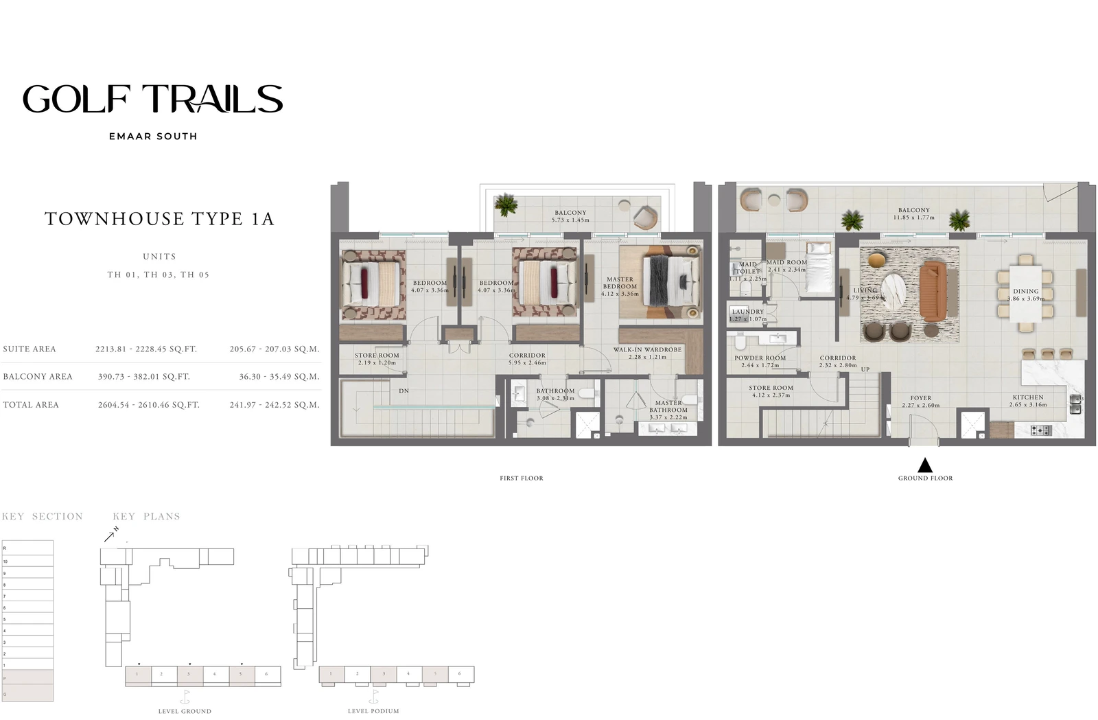 Floor plan for 3 Bedroom Townhouse — Type 1A
